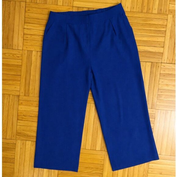 American Vintage Pants - Cobalt Blue Wide Leg Trousers XXL Elastic Waist